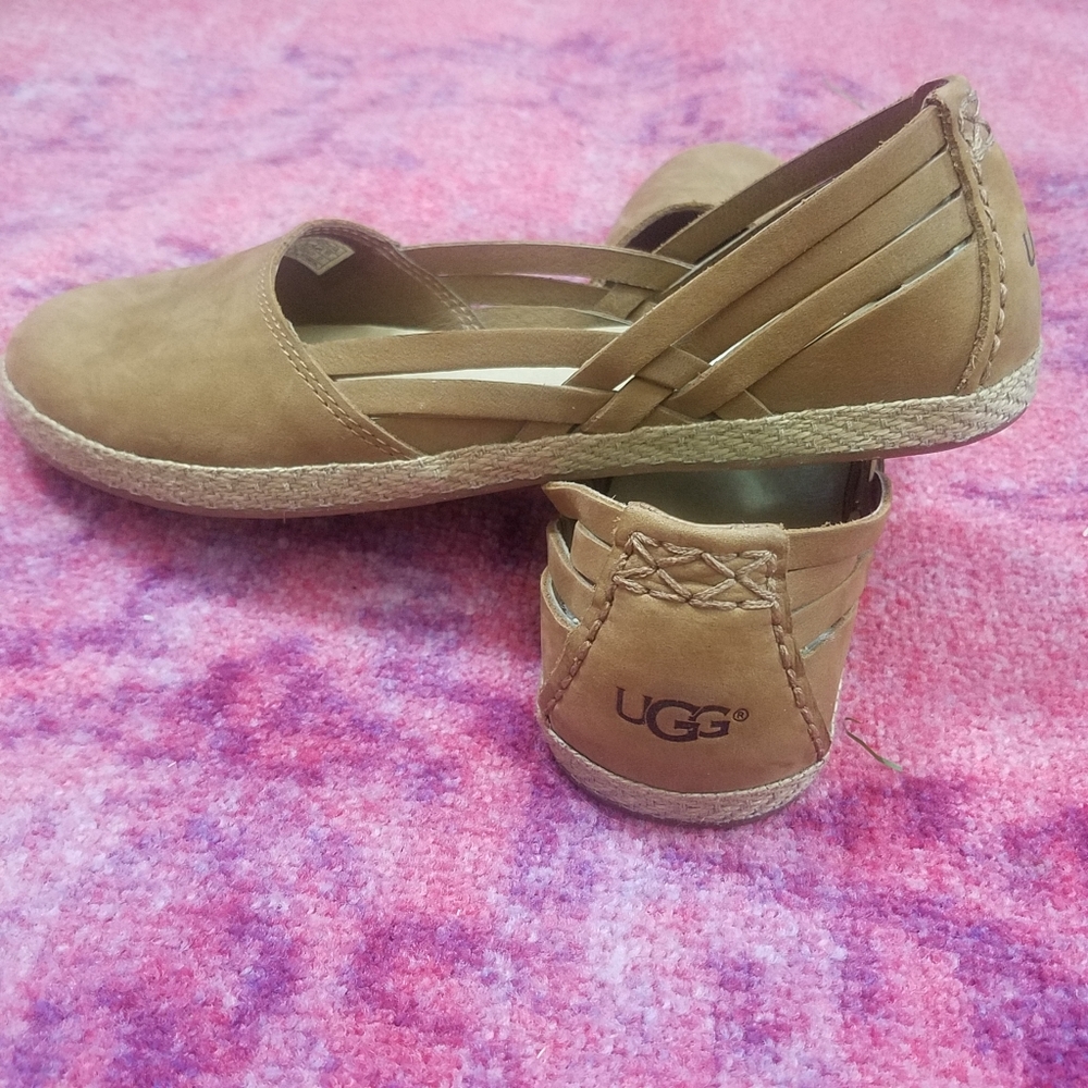 UGG Tippie Brown Nubuck Suede Leather Ballet Flats - Picture 1 of 9